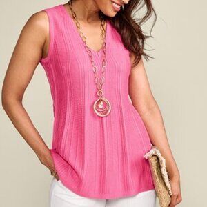 Soft Surroundings Felicity Peplum Sweater Tank - Azelea Pink Large